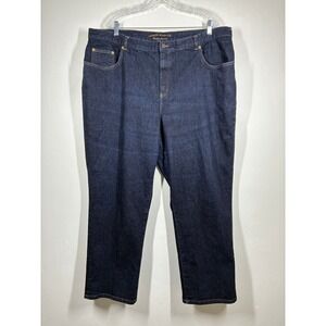 Lauren Jeans Co Ralph Lauren Classic Straight‎ Dark Wash Denim Jeans Womens 22W